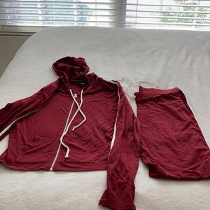 Red joggers set from fashion nova